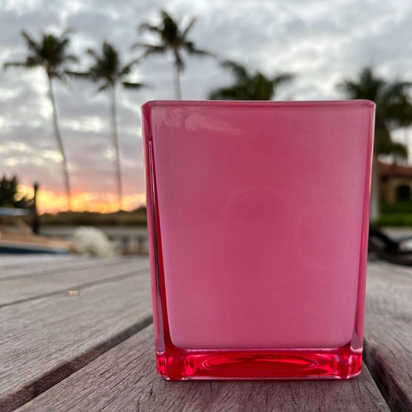 Source Unknown Other - Vintage Pink Milk Glass Vase Square Retro Groovy Flower Decor Accessory Trendy